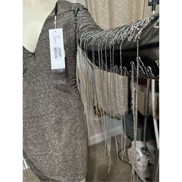 Jovani Women's Beaded Chain Embellished Short & Cocktail Black Dress Size 14 NWT - Picture 14 of 15